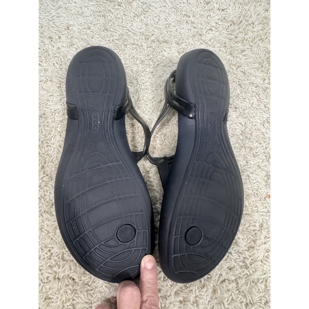 Crocs Isabella T-Strap Gray Waterproof Comfort Jelly Sandal Women's 9 Beach - Picture 11 of 12